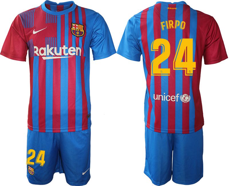 Men 2021-2022 Club Barcelona home blue #24 Nike Soccer Jersey
